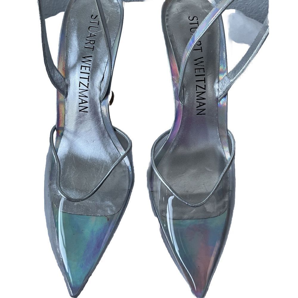 Stuart Weitzman Xcurve Iridescent Halter Slingbac… - image 4